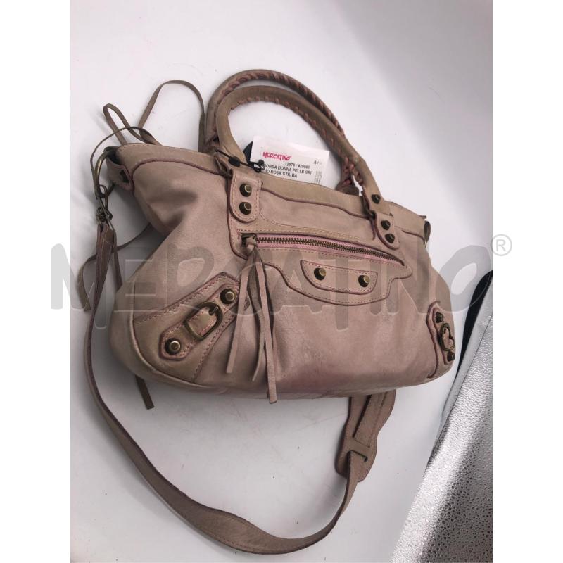 BORSA DONNA PELLE GRIGIO ROSA STIL BALEN | Mercatino dell'Usato Avellino 1