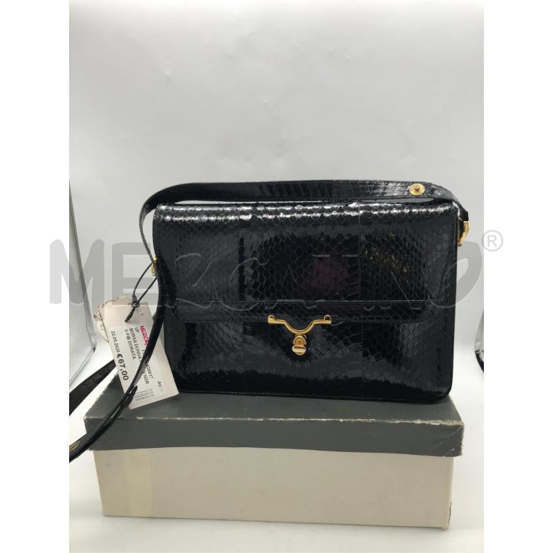 BORSA DONNA PITON NERO FIB DORATA  | Mercatino dell'Usato Avellino 1