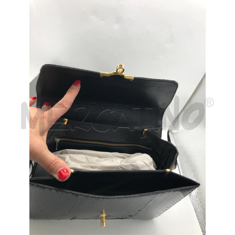 BORSA DONNA PITON NERO FIB DORATA  | Mercatino dell'Usato Avellino 3