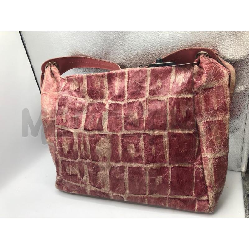 BORSA DONNA ROSA PELLE QUADRETTATA  | Mercatino dell'Usato Avellino 3