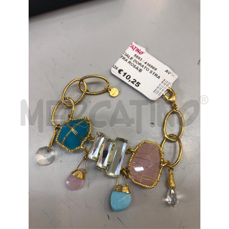 BRACCIALE DORATO STRASS PIETRA ROSA/BLU | Mercatino dell'Usato Avellino 1