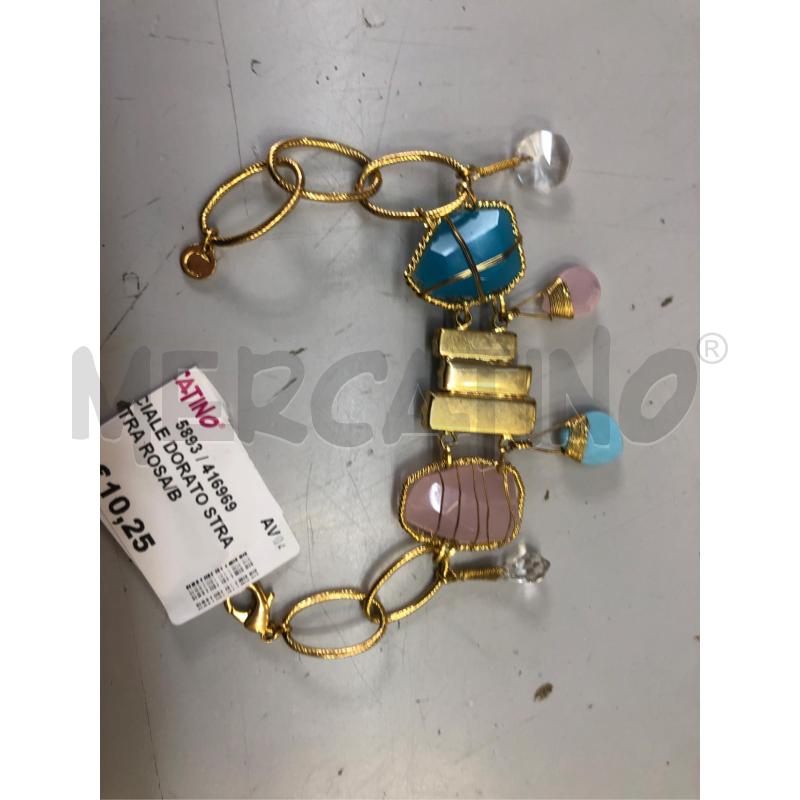 BRACCIALE DORATO STRASS PIETRA ROSA/BLU | Mercatino dell'Usato Avellino 3