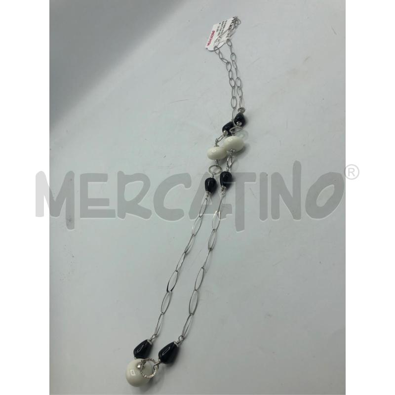 COLLANA AG LUNGA CATENA PIETRA NERA BIANC | Mercatino dell'Usato Avellino 3