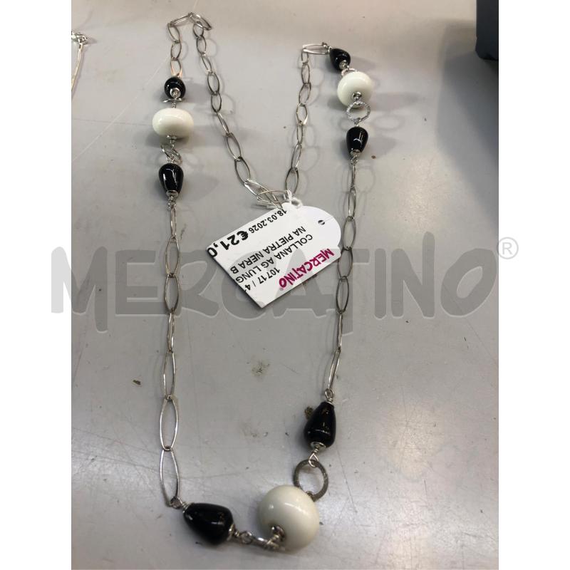 COLLANA AG LUNGA CATENA PIETRA NERA BIANC | Mercatino dell'Usato Avellino 4
