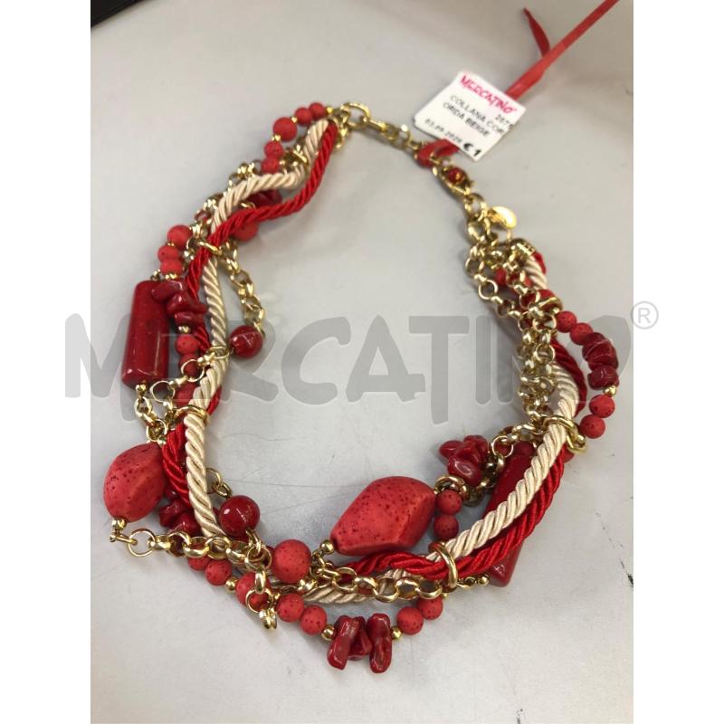 COLLANA CORAL ROSSO CORDA BEIGE | Mercatino dell'Usato Avellino 1