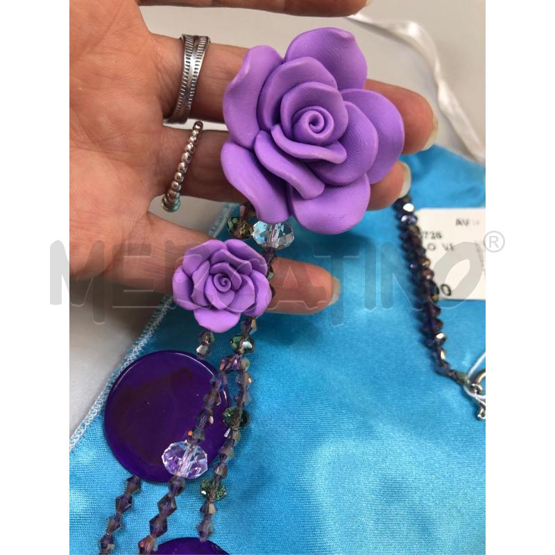 COLLANA CRISTALLO  VIOLA ROSELLINE MTCC | Mercatino dell'Usato Avellino 2