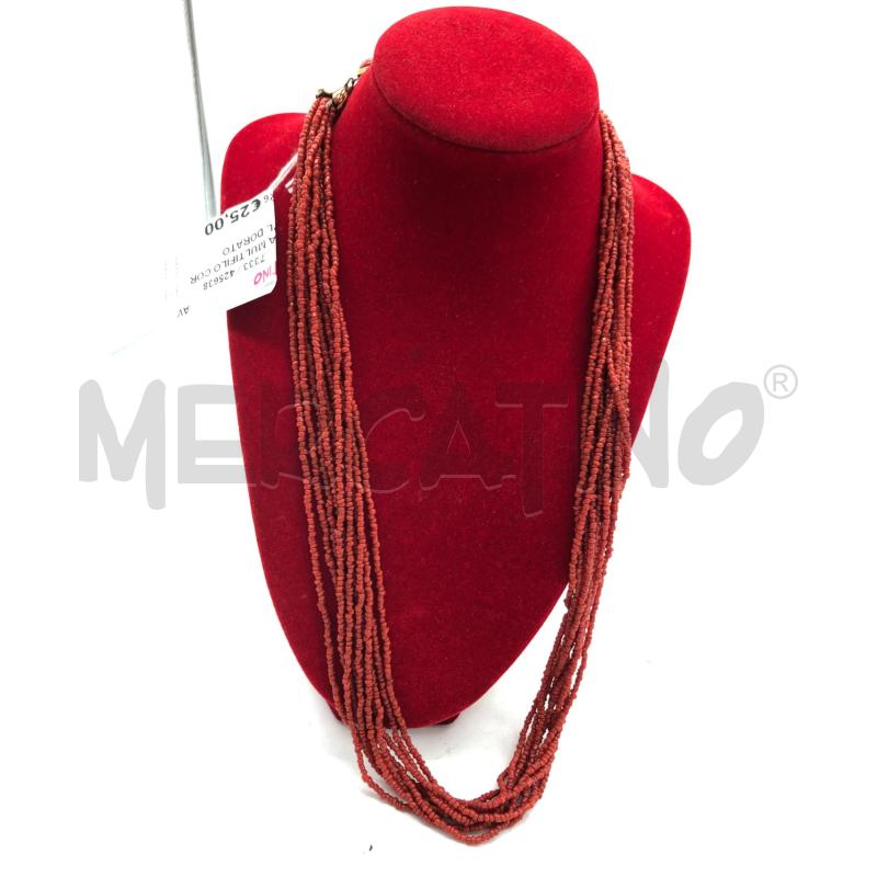 COLLANA MULTIFILO CORALLO APL DORATO  | Mercatino dell'Usato Avellino 1