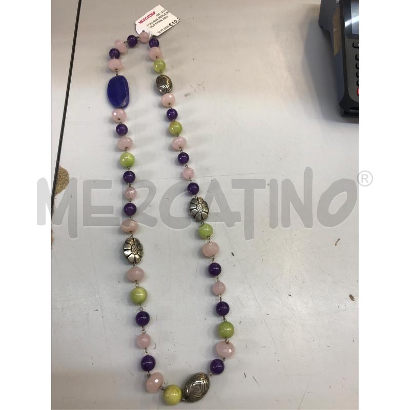 COLLANA PERLE ROSA VIOLA FIORE ARG | Mercatino dell'Usato Avellino 1