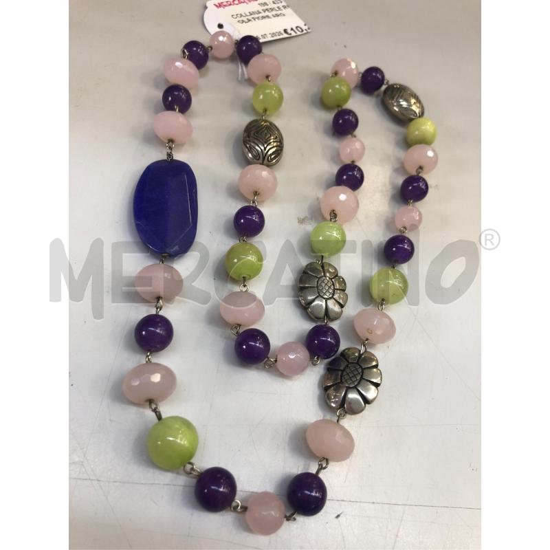 COLLANA PERLE ROSA VIOLA FIORE ARG | Mercatino dell'Usato Avellino 2
