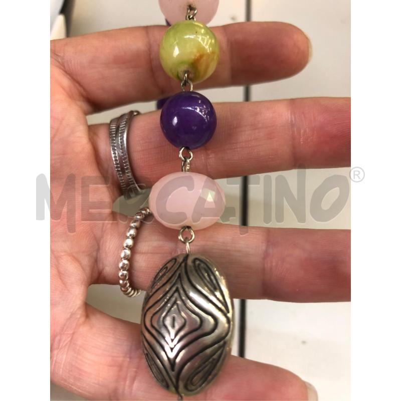 COLLANA PERLE ROSA VIOLA FIORE ARG | Mercatino dell'Usato Avellino 3
