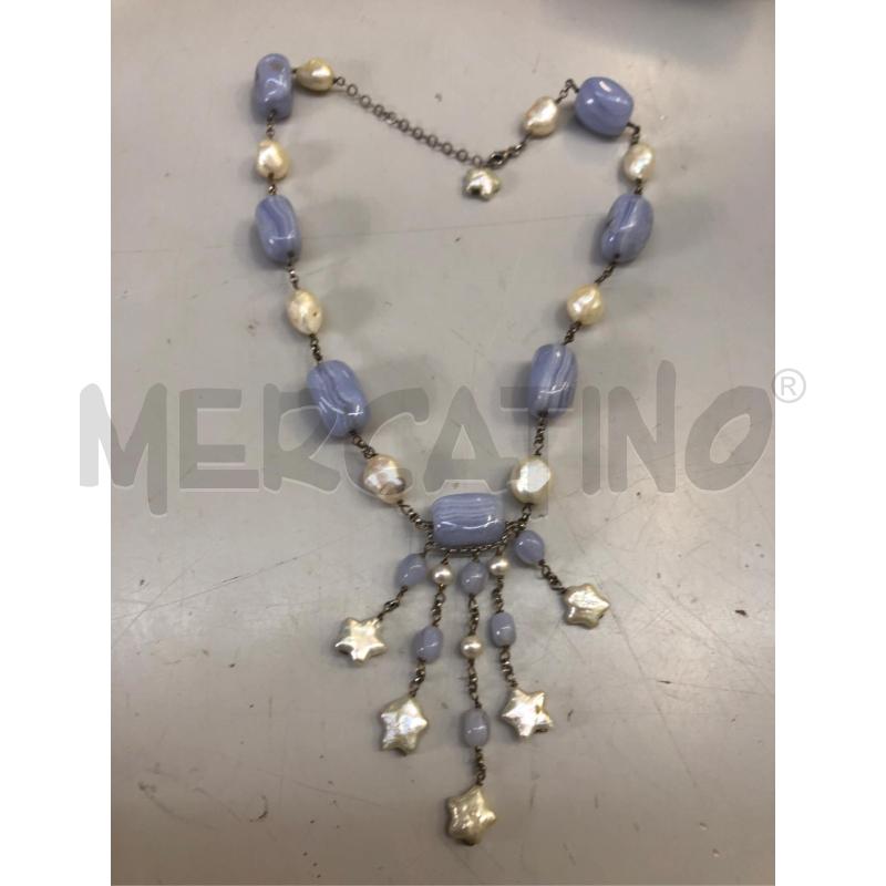 COLLANA PIETRA DURA CATENELLA ARG PERLE  | Mercatino dell'Usato Avellino 1