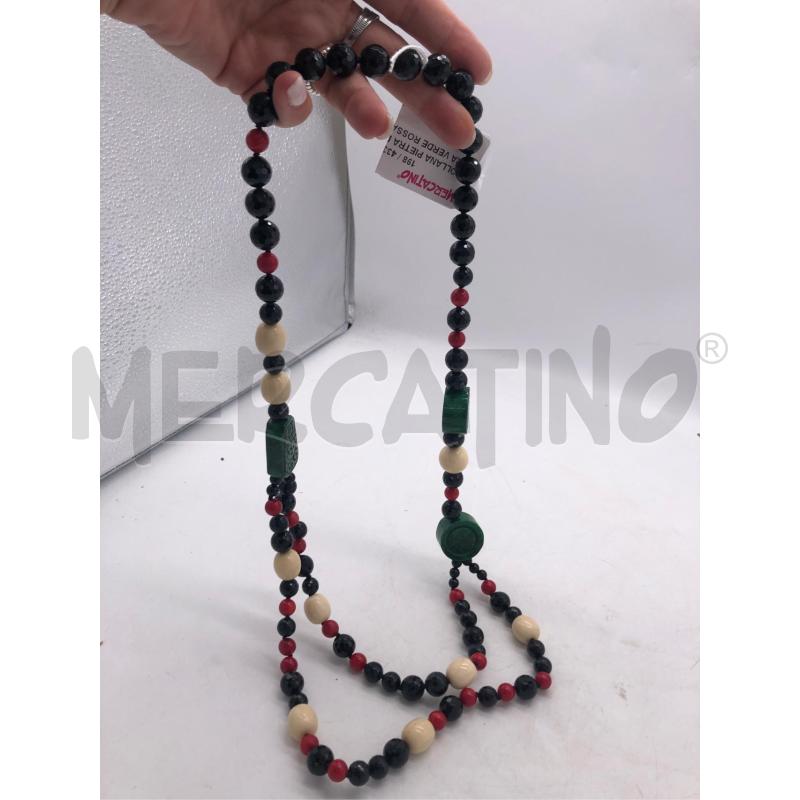COLLANA PIETRA DURA NERA VERDE ROSSA  | Mercatino dell'Usato Avellino 1