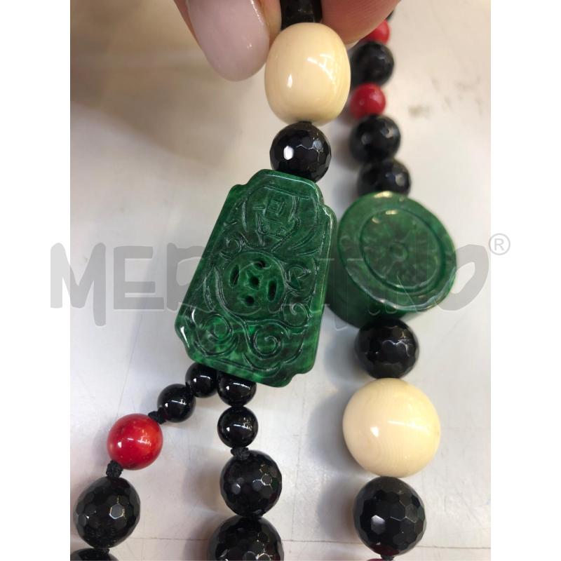 COLLANA PIETRA DURA NERA VERDE ROSSA  | Mercatino dell'Usato Avellino 3