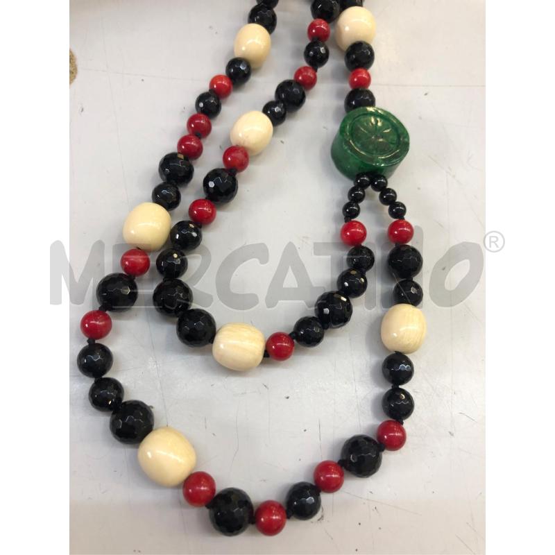 COLLANA PIETRA DURA NERA VERDE ROSSA  | Mercatino dell'Usato Avellino 4