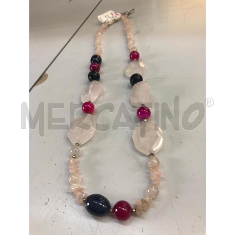 COLLANA QUARZ ROSA PERL NERE VIOLA | Mercatino dell'Usato Avellino 1