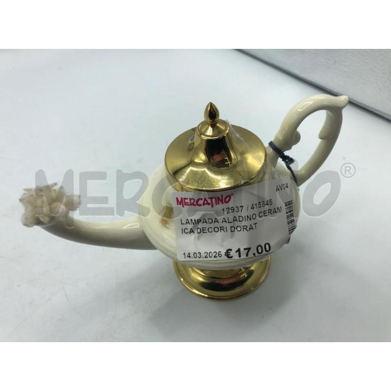 LAMPADA ALADINO CERAMICA DECORI DORATI  | Mercatino dell'Usato Avellino 3