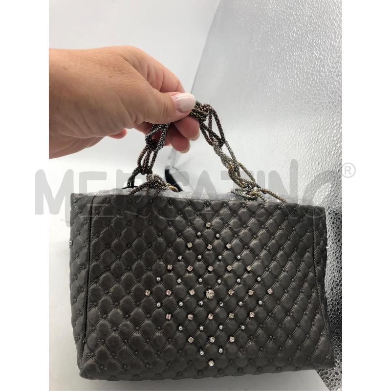 POCHETTE HAND MADE GRIGIO STRASS MANICO TRECCIA | Mercatino dell'Usato Avellino 2