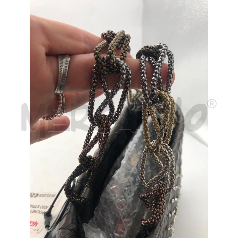 POCHETTE HAND MADE GRIGIO STRASS MANICO TRECCIA | Mercatino dell'Usato Avellino 3