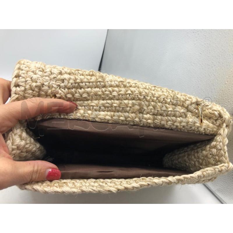 POCHETTE LANA FIORI STRASS MANICO BAMBOO | Mercatino dell'Usato Avellino 2
