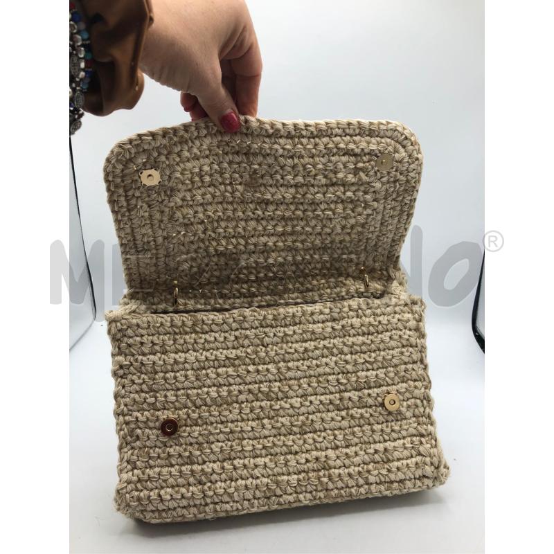 POCHETTE LANA FIORI STRASS MANICO BAMBOO | Mercatino dell'Usato Avellino 3