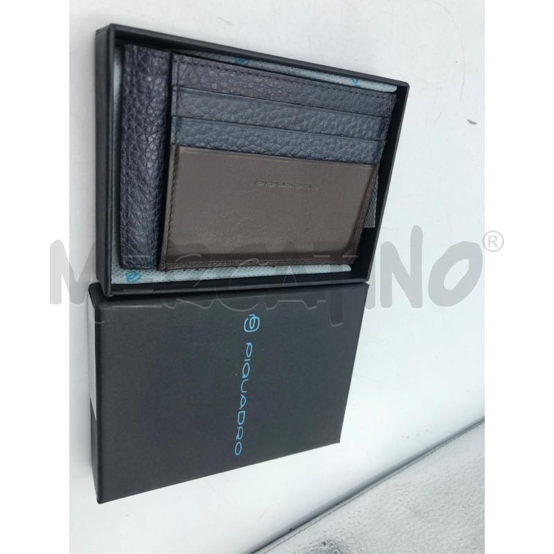PORTA CARTA D'IDENTITA PIQUADRO PELLE BLU MARRONE | Mercatino dell'Usato Avellino 1