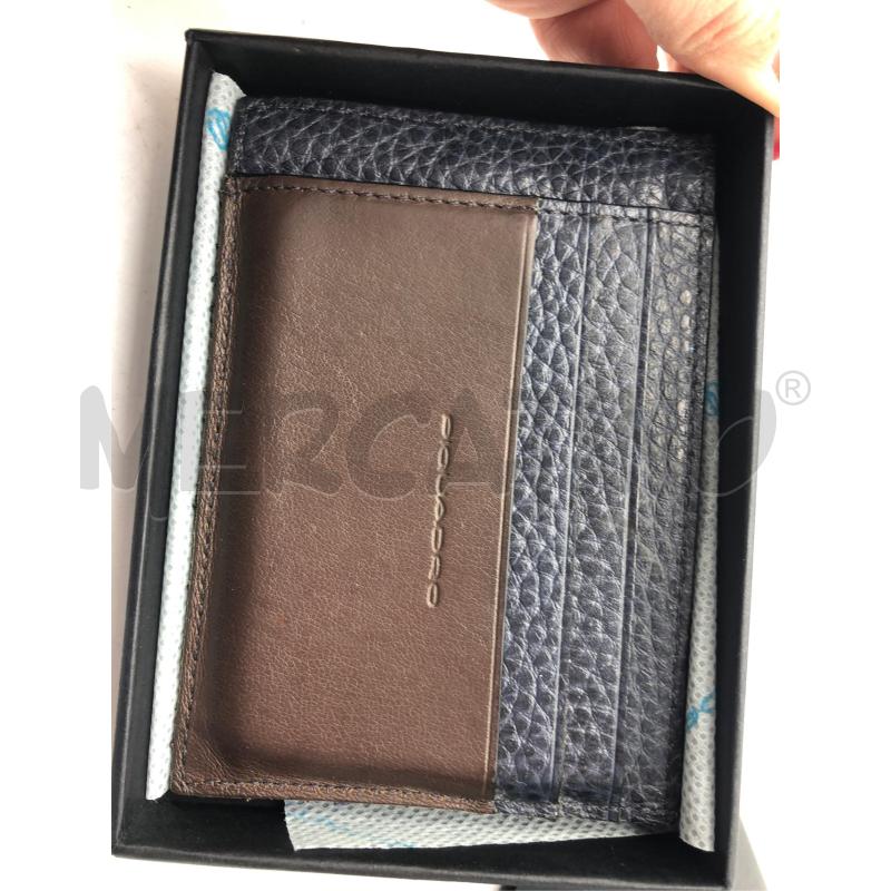 PORTA CARTA D'IDENTITA PIQUADRO PELLE BLU MARRONE | Mercatino dell'Usato Avellino 2
