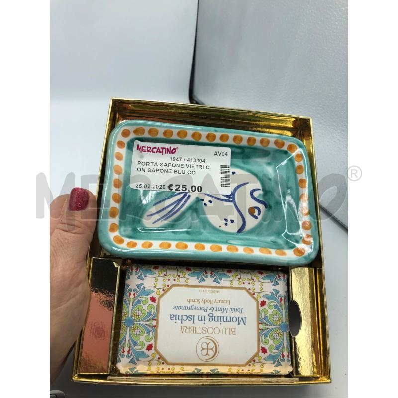 PORTA SAPONE VIETRI CON SAPONE BLU COSTIERA  | Mercatino dell'Usato Avellino 1