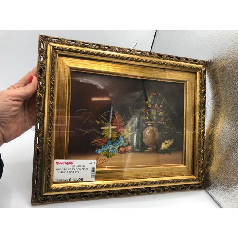 QUADRO VASO CON FIORI CORNICE DORATA  | Mercatino dell'Usato Avellino 1