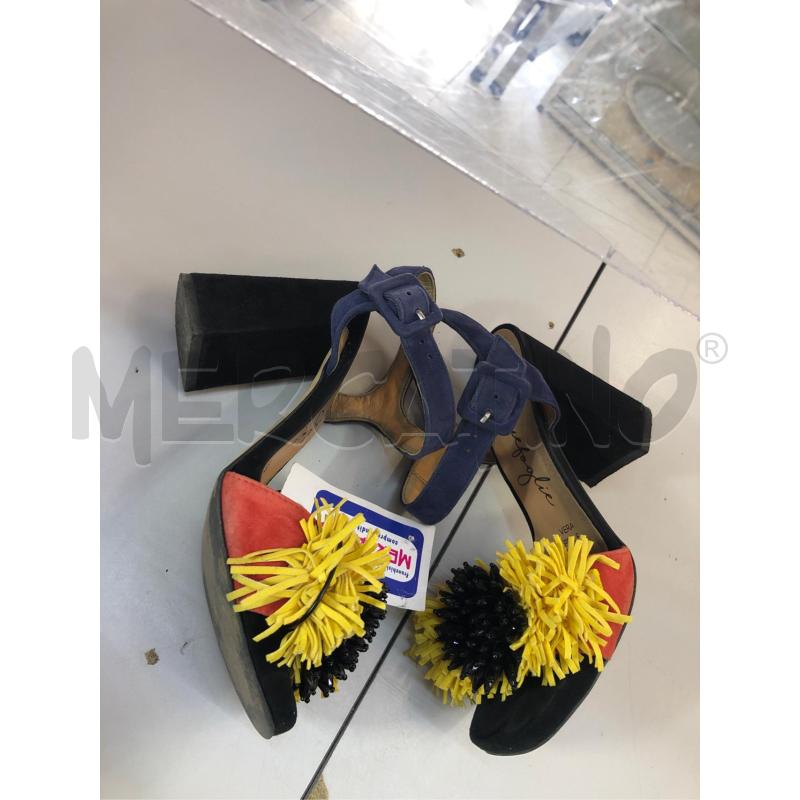 SANDALI DONNA BLU NERO GIALLO FIORE PERLIN NER | Mercatino dell'Usato Avellino 4