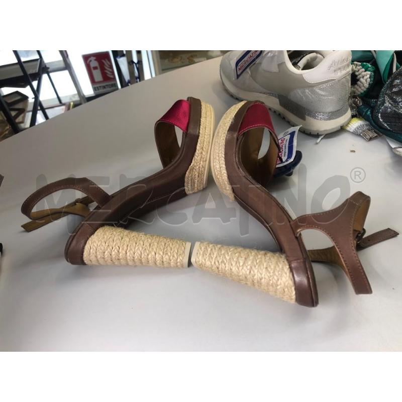 SANDALI DONNA ESPADRILLES PAGLIA MARRONE FUCSIA  | Mercatino dell'Usato Avellino 3
