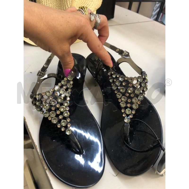 SANDALI DONNA MENGHI NERO STRASS  | Mercatino dell'Usato Avellino 1