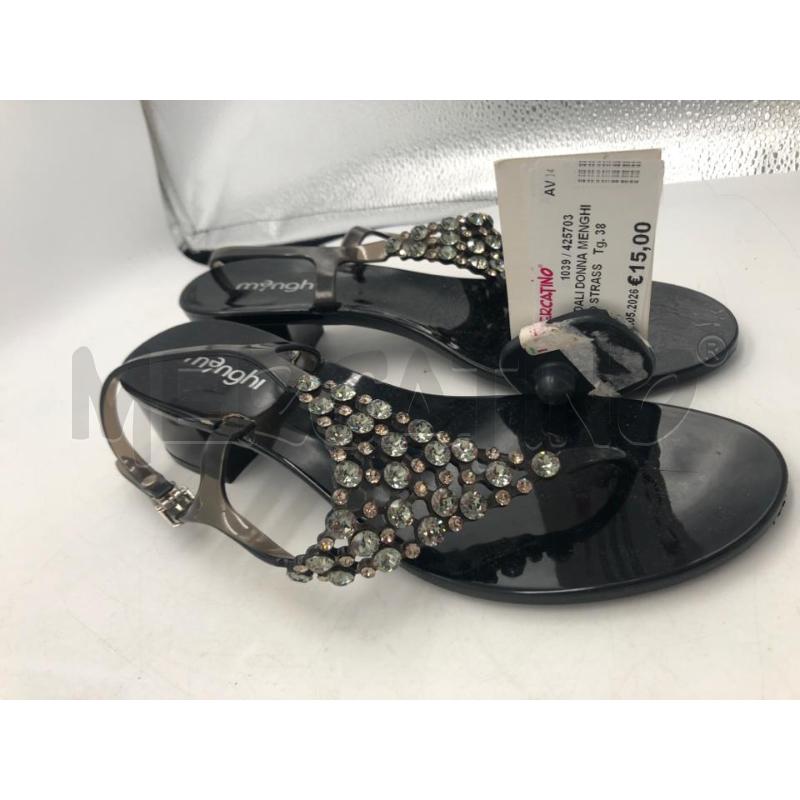 SANDALI DONNA MENGHI NERO STRASS  | Mercatino dell'Usato Avellino 3