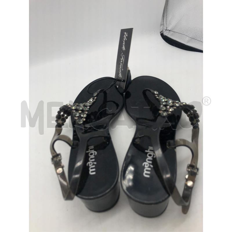 SANDALI DONNA MENGHI NERO STRASS  | Mercatino dell'Usato Avellino 4
