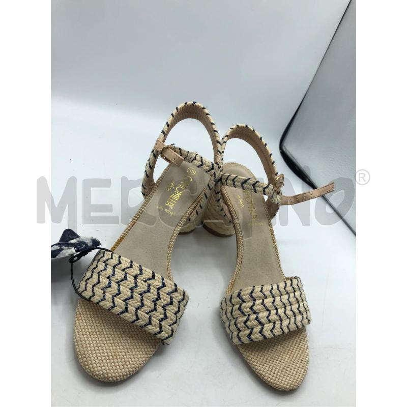 SANDALI DONNA PAGLIA BEIGE BLU CAMOMILLA  | Mercatino dell'Usato Avellino 1