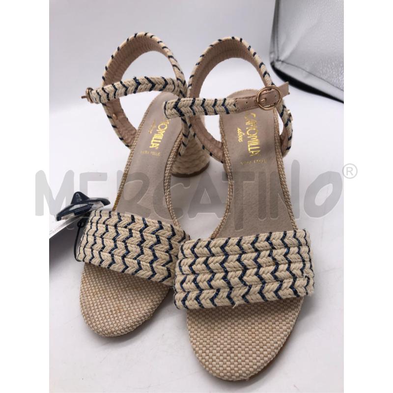 SANDALI DONNA PAGLIA BEIGE BLU CAMOMILLA  | Mercatino dell'Usato Avellino 5