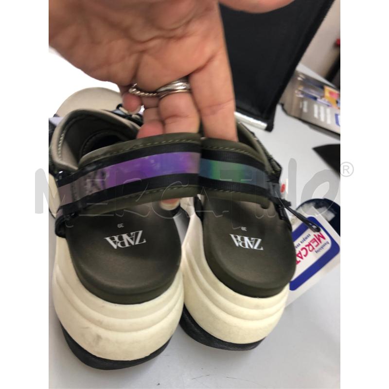 SANDALI DONNA ZARA VERDE BIANCO  | Mercatino dell'Usato Avellino 3