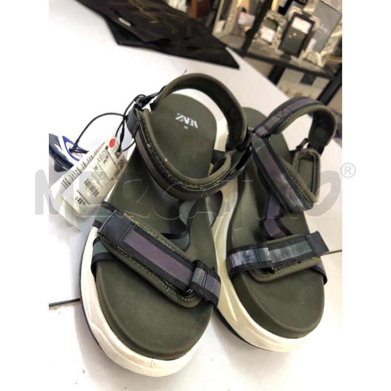 SANDALI DONNA ZARA VERDE BIANCO  | Mercatino dell'Usato Avellino 4