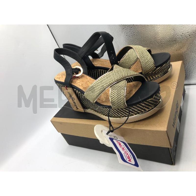 SANDALI DONNA ZEPPA NERO ORO WRANGLER  | Mercatino dell'Usato Avellino 1