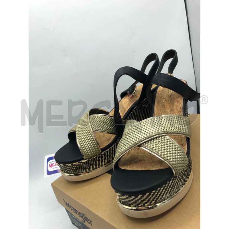 SANDALI DONNA ZEPPA NERO ORO WRANGLER  | Mercatino dell'Usato Avellino 2