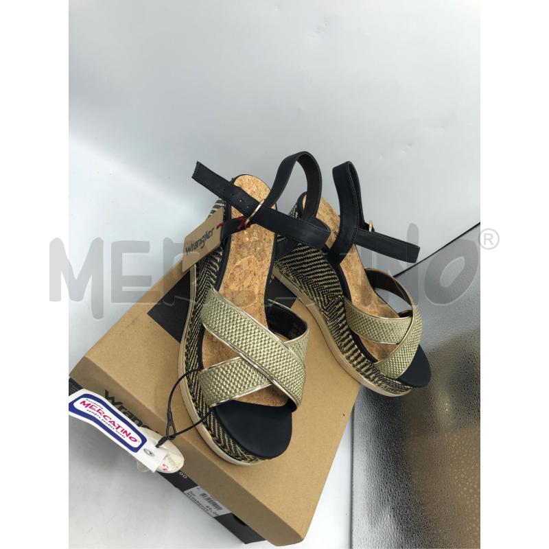SANDALI DONNA ZEPPA NERO ORO WRANGLER  | Mercatino dell'Usato Avellino 4