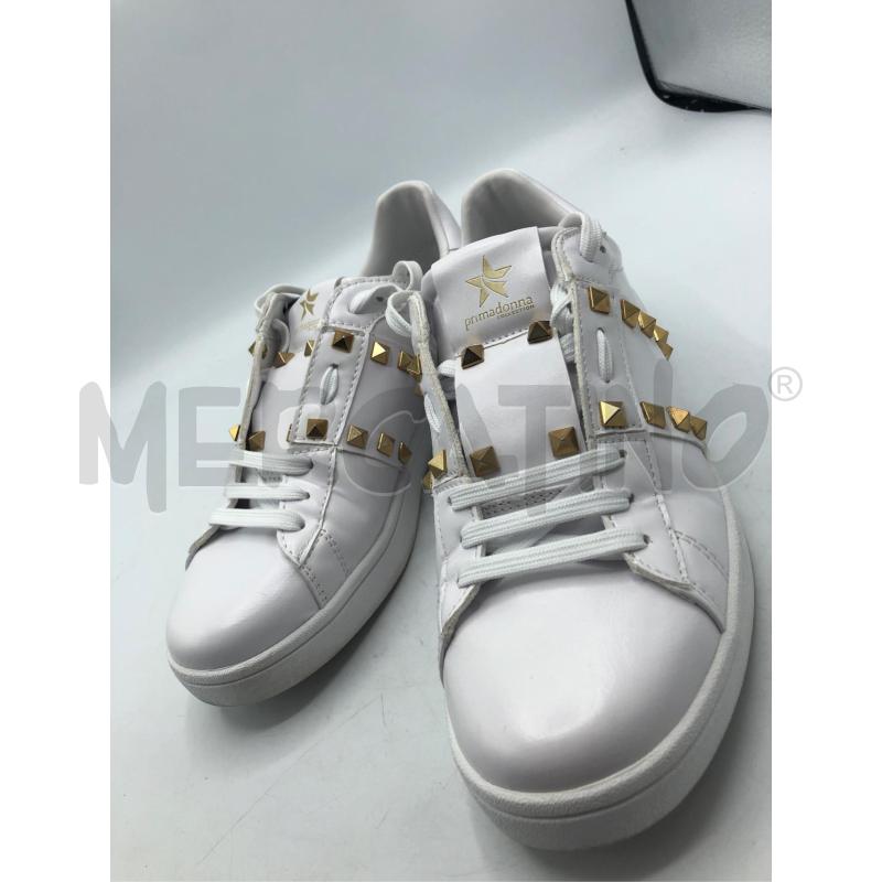 SCARPE DONNA BIANCO BORCHIE DORATE  | Mercatino dell'Usato Avellino 1