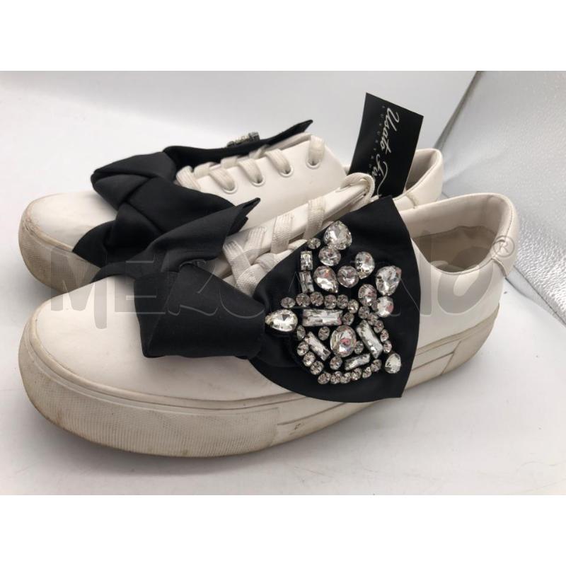 SCARPE DONNA BIANCO FASCIA NERA STRASS | Mercatino dell'Usato Avellino 1