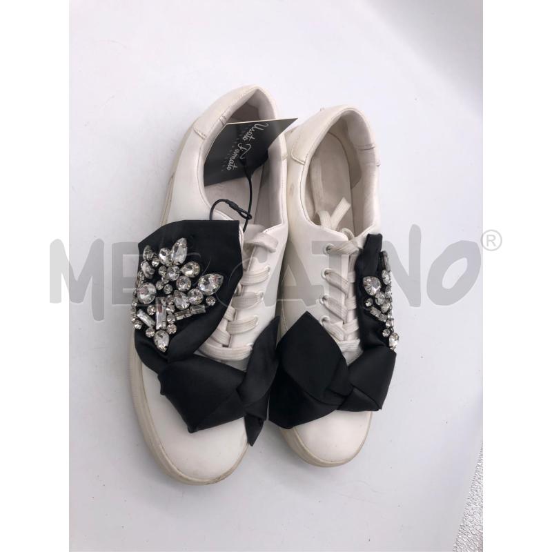SCARPE DONNA BIANCO FASCIA NERA STRASS | Mercatino dell'Usato Avellino 2
