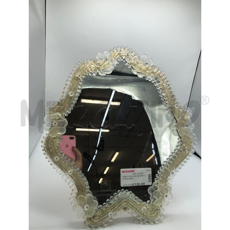 SPECCHIO CON DECORI VETRO FIORI  | Mercatino dell'Usato Avellino 1
