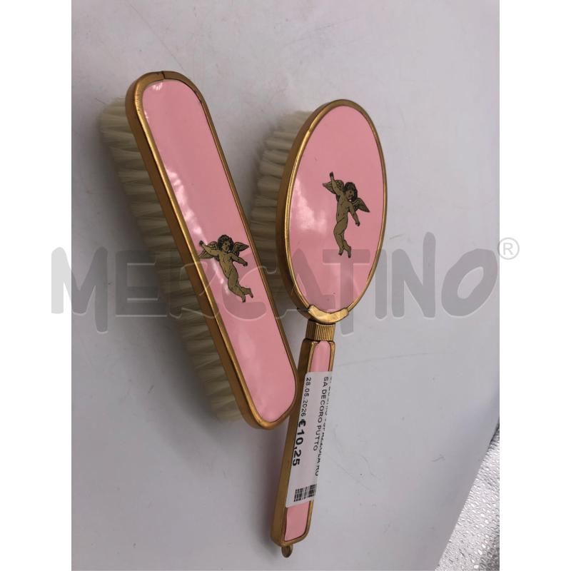 SPECCHIO +SPAZZOLA ROSA DECORO PUTTO  | Mercatino dell'Usato Avellino 1