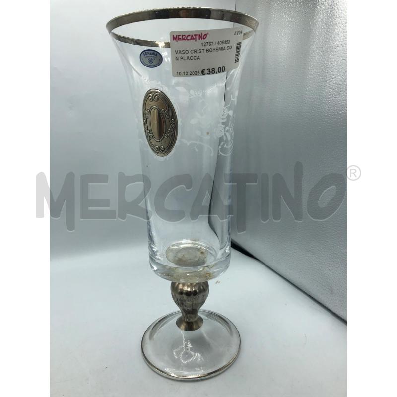 VASO CRIST BOHEMIA CON PLACCA  | Mercatino dell'Usato Avellino 1