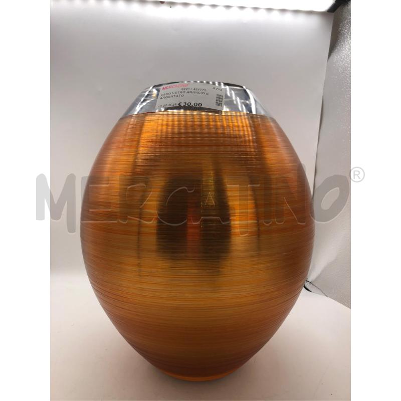 VASO VETRO ARANCIO E ARGENTATO  | Mercatino dell'Usato Avellino 1