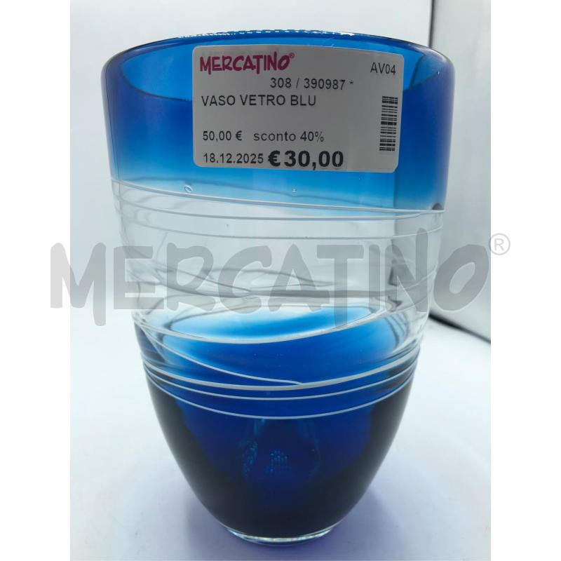 VASO VETRO BLU  | Mercatino dell'Usato Avellino 3