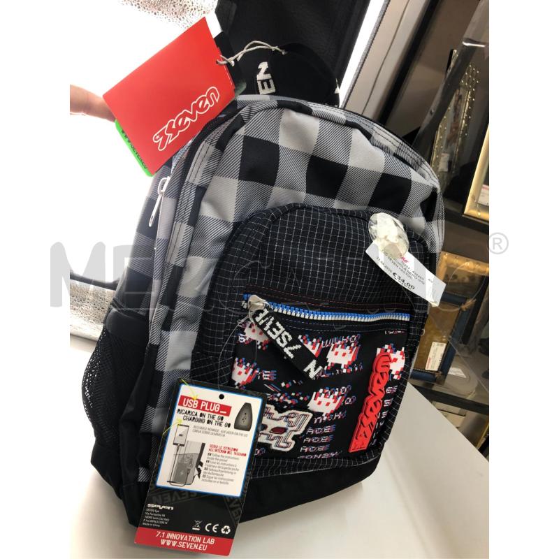 ZAINO SCUOLA NERO GRIGIO SEVEN +ASTUCCIO | Mercatino dell'Usato Avellino 1
