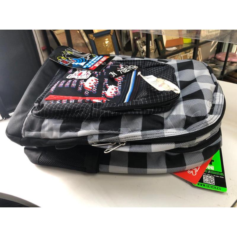 ZAINO SCUOLA NERO GRIGIO SEVEN +ASTUCCIO | Mercatino dell'Usato Avellino 2